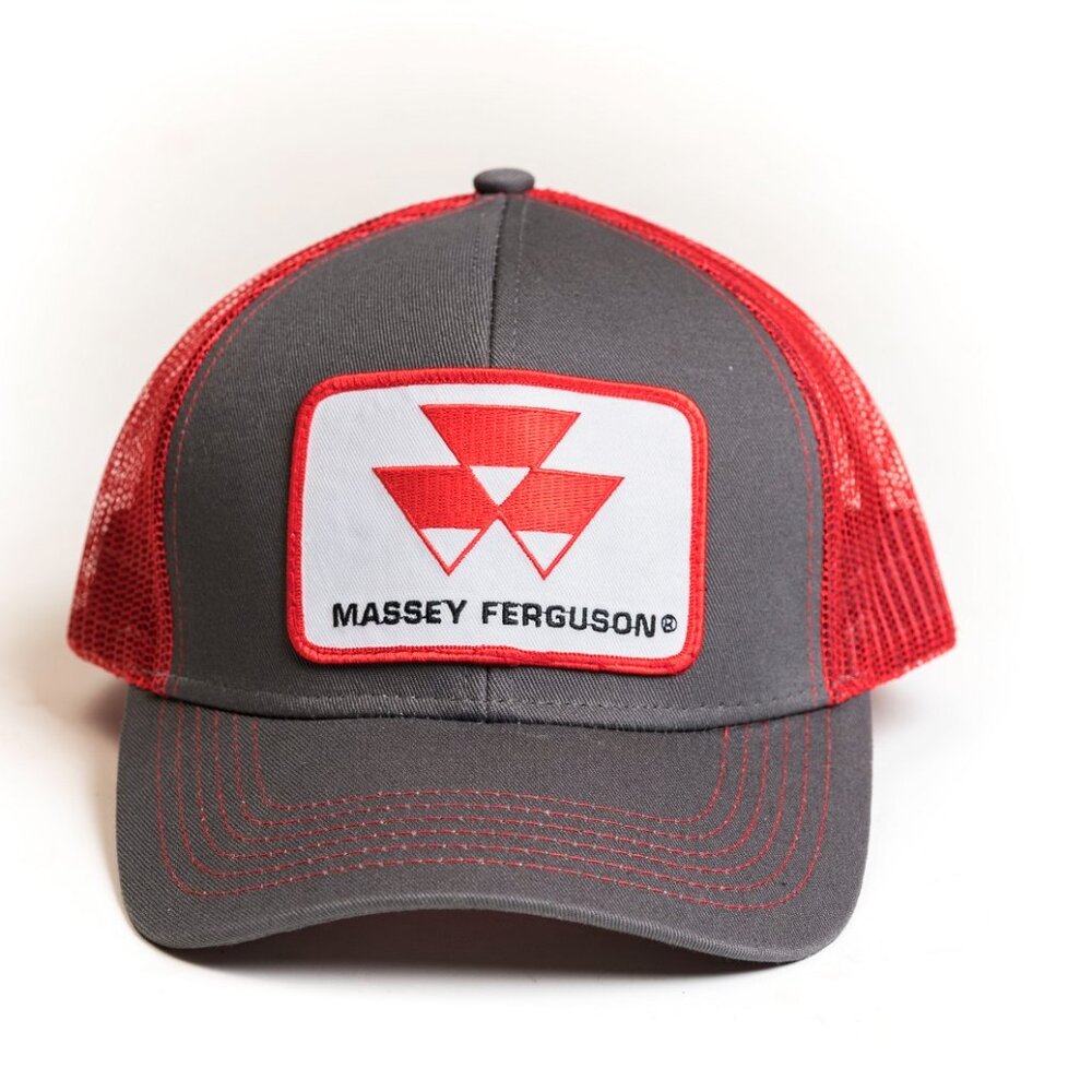 Massey Ferguson Tractor Logo Hat, Gray with Red Mesh Back